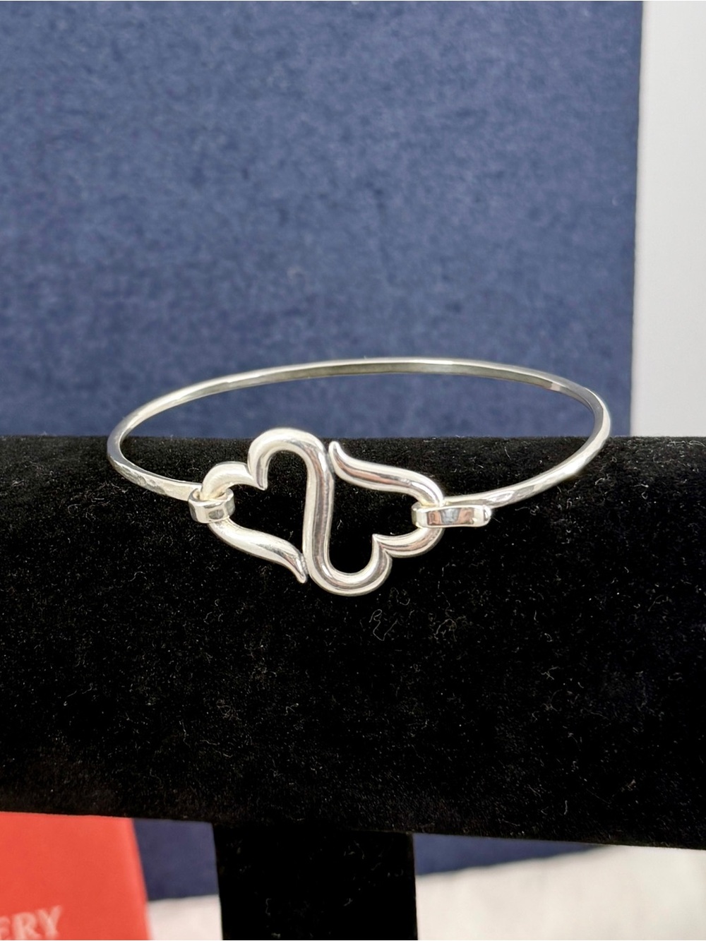 JAMES AVERY Sterling Silver Double Linked Open Hearts Hook-On Bracelet; RETIRED